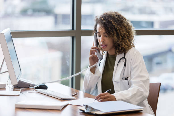 medical provider on a phone call 